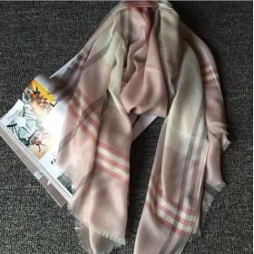 Pure Cashmere Scarves Pink Plaid Women Fashional Winter Scarf